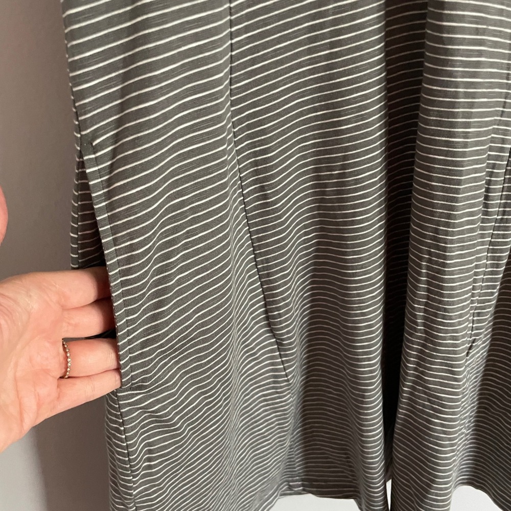 Toad&Co T-Shirt Dress Women Medium Gray Striped Organic Cotton Tencel Casual - Picture 4 of 10
